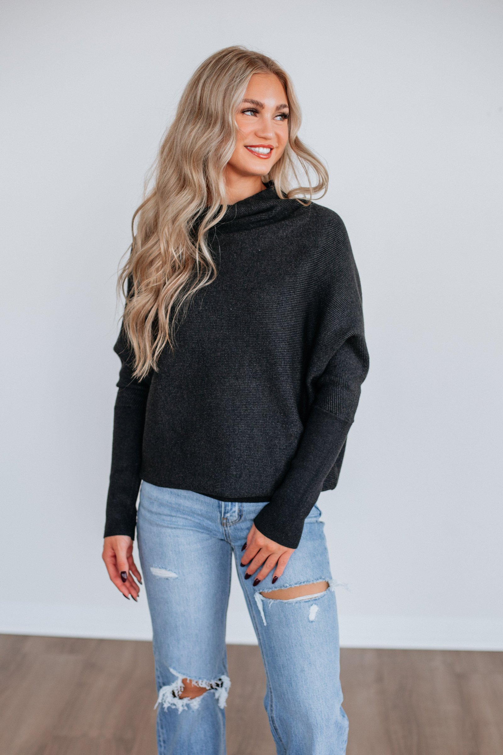 Gretchen Dolman Sweater - Charcoal