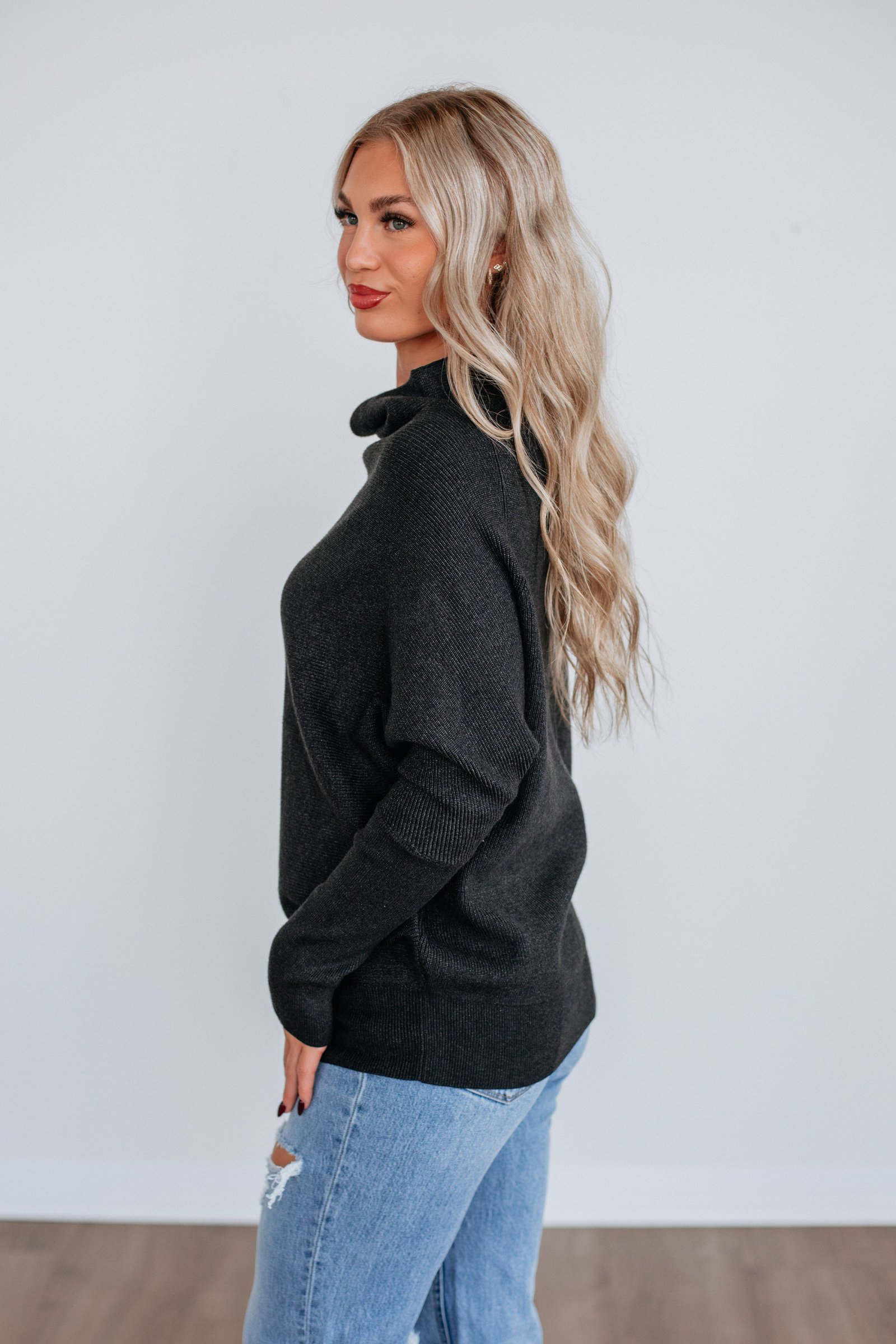 Gretchen Dolman Sweater - Charcoal - Image 4