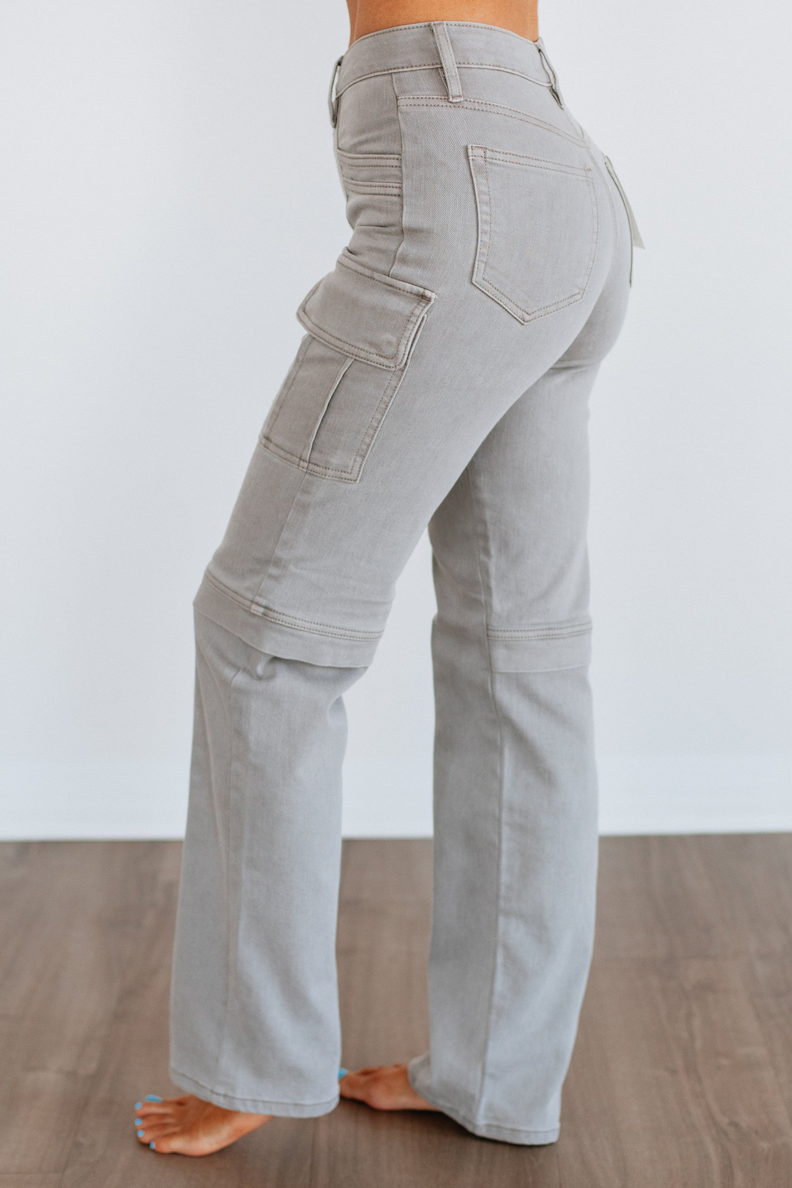 Tracey Hidden Cargo Jeans - Gravel - Image 2